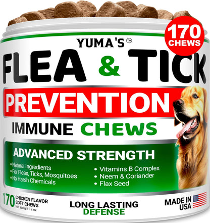 Flea and Tick Prevention for Dogs Chewables   170 Treats   Natural Dog Flea and