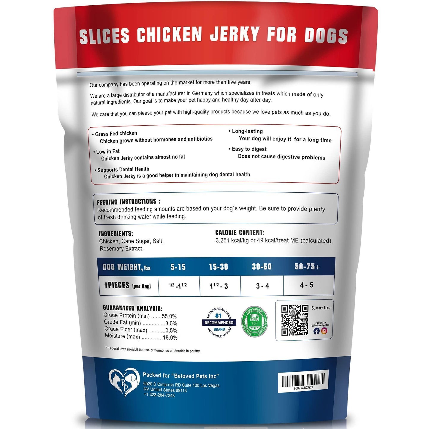 Chicken Jerky Dog Treats 1.5 Lb   Human Grade Pet Snacks & Grain Free Organic