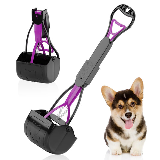 Portable Dog Pooper Scooper for All Surfaces Pink 23 Inch Long Pooper Scooper