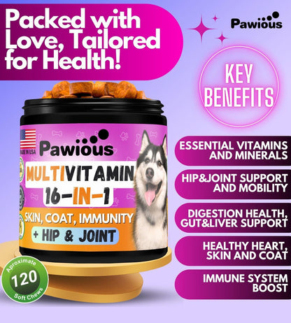 Dog Multivitamin Chewable with Glucosamine 16 in 1   Dog Vitamins and