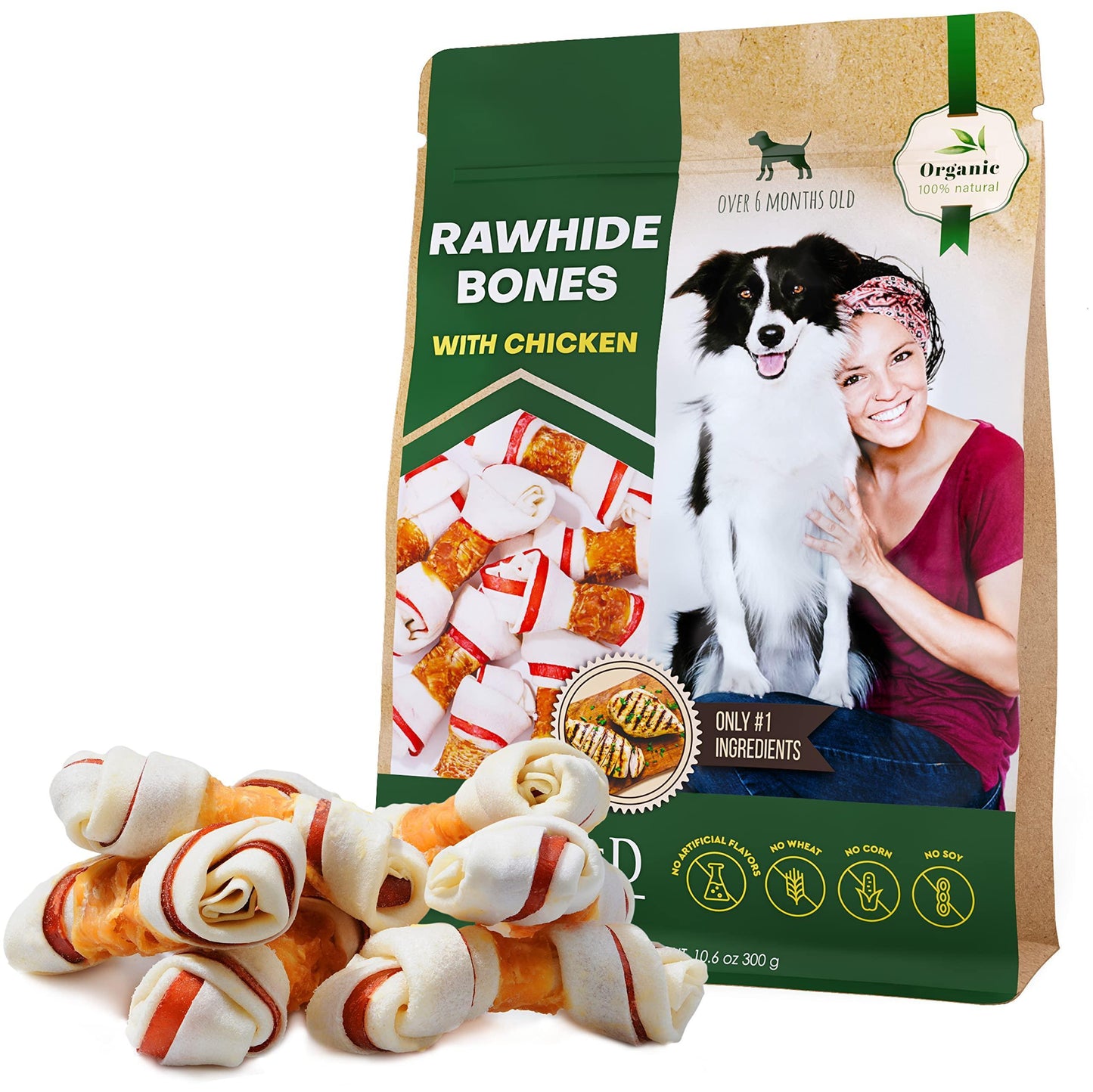 Dog Rawhide Sticks Wrapped with Chicken & Pet Natural Chew Treats   Grain Free