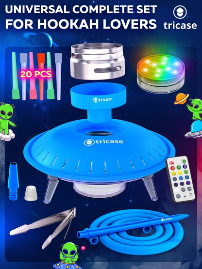 Premium Portable Blue Hookah Set   Blue Hookah Set UFO With Everything