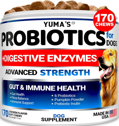 Probiotics for Dogs and Digestive Enzymes   170 Dog Probiotics Chews   Pet