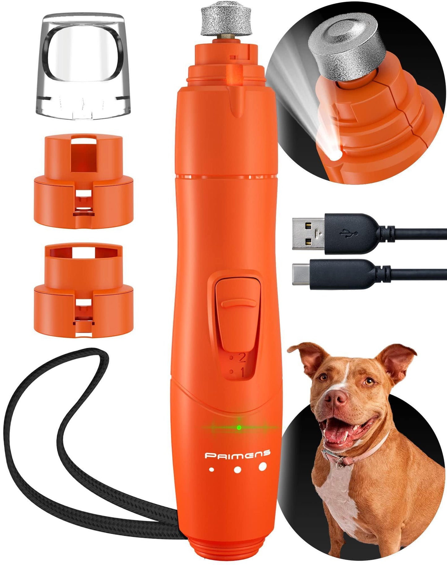 Dog Nail Grinder with LED Light Rechargeable Dog Nail Grinder for Large Dogs