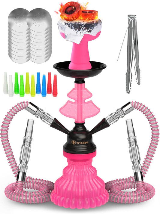 Hookah set with everything   Pink Hookah Set 2 Hose Hookah – LilOne 12” Pink