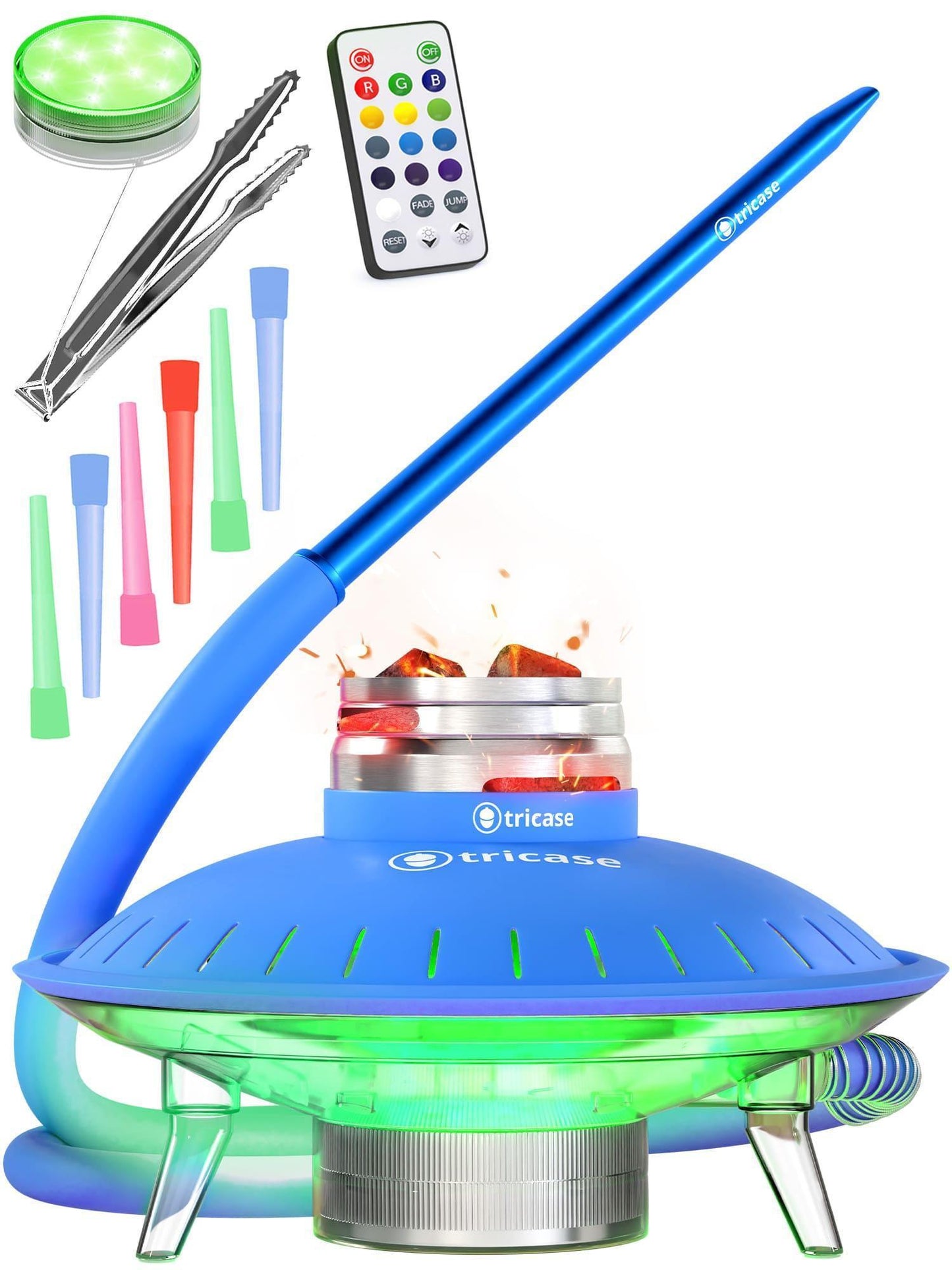 Premium Portable Blue Hookah Set   Blue Hookah Set UFO With Everything