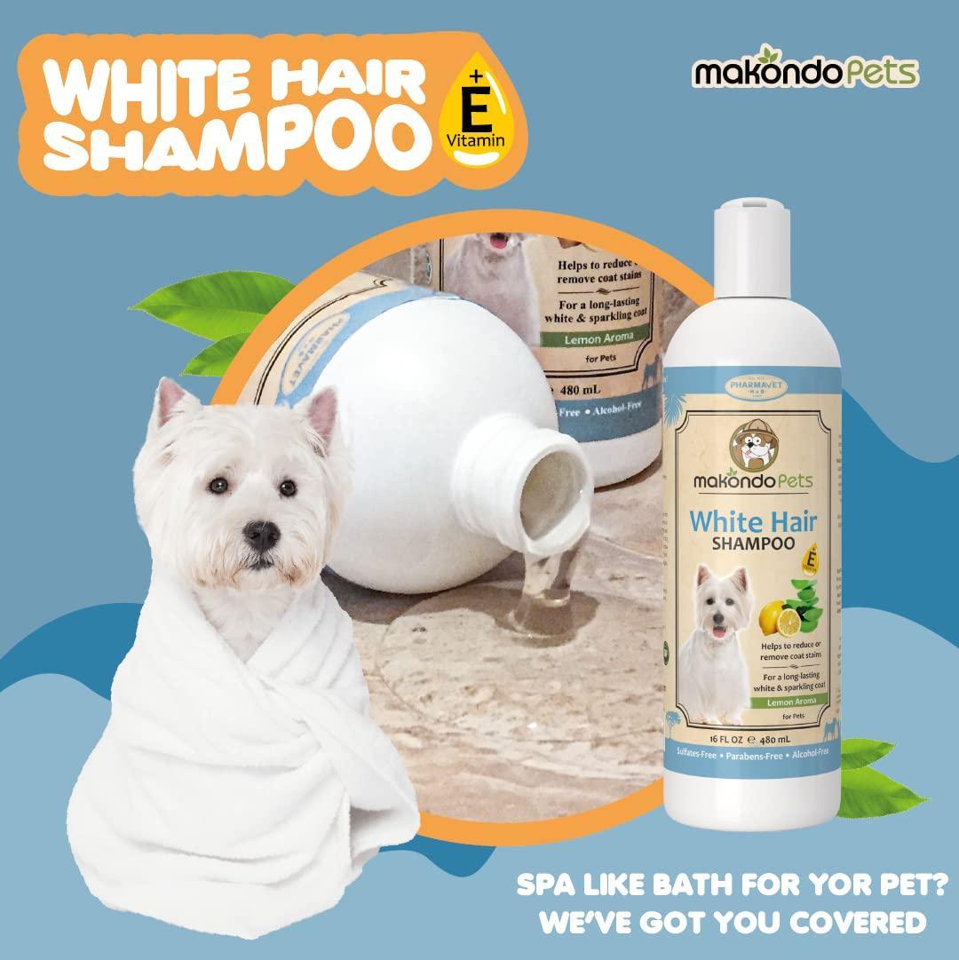 Dog Whitening Shampoo– for Dogs with White Light Colored Hair Coat Fur–White