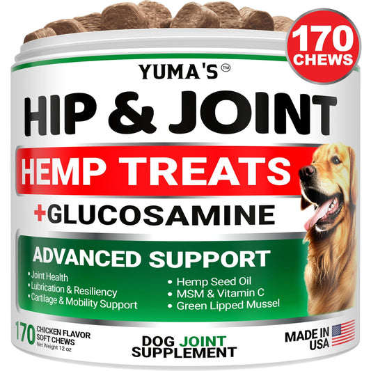 YUMA'S Hemp Hip and Joint Supplement for Dogs   Glucosamine for Dogs   Dog