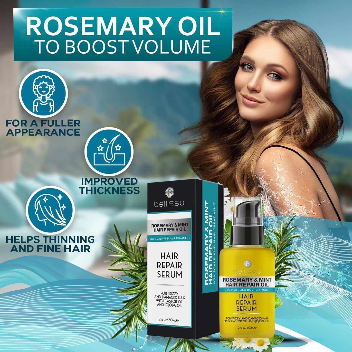 Rosemary Mint Oil Hair Serum   Thickening Products for Women and Men