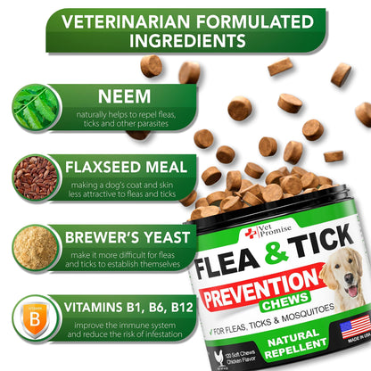 Flea and Tick Prevention for Dogs Chewables   All Natural Dog Flea & Tick