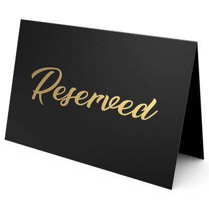 10 Pack Black Reserved Table Signs for Wedding   Gold Foil Reserved Seating