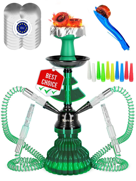 Green Hookah set with everything   Hookah Set 2 Hose Hookah – LilOne