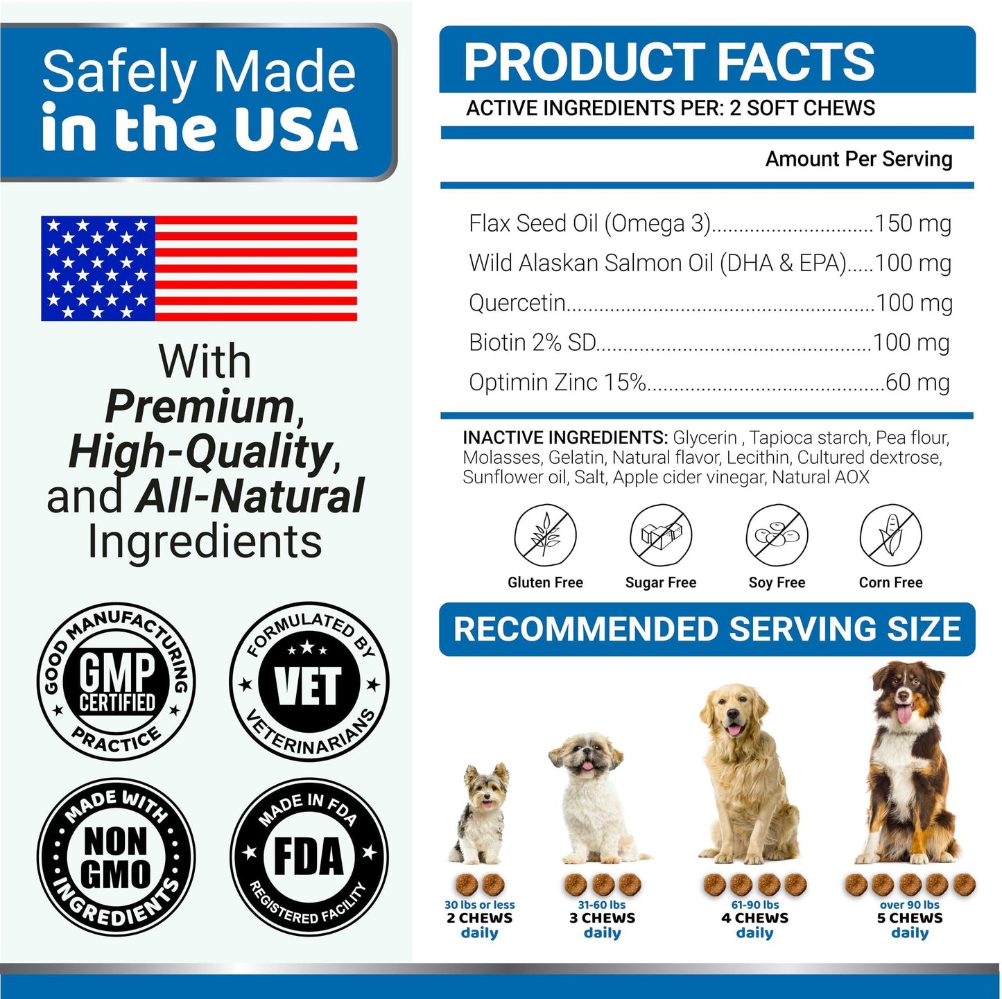 Omega 3 Fish Oil for Dogs   170 Chews   Skin and Coat Supplement   Omega 3 for