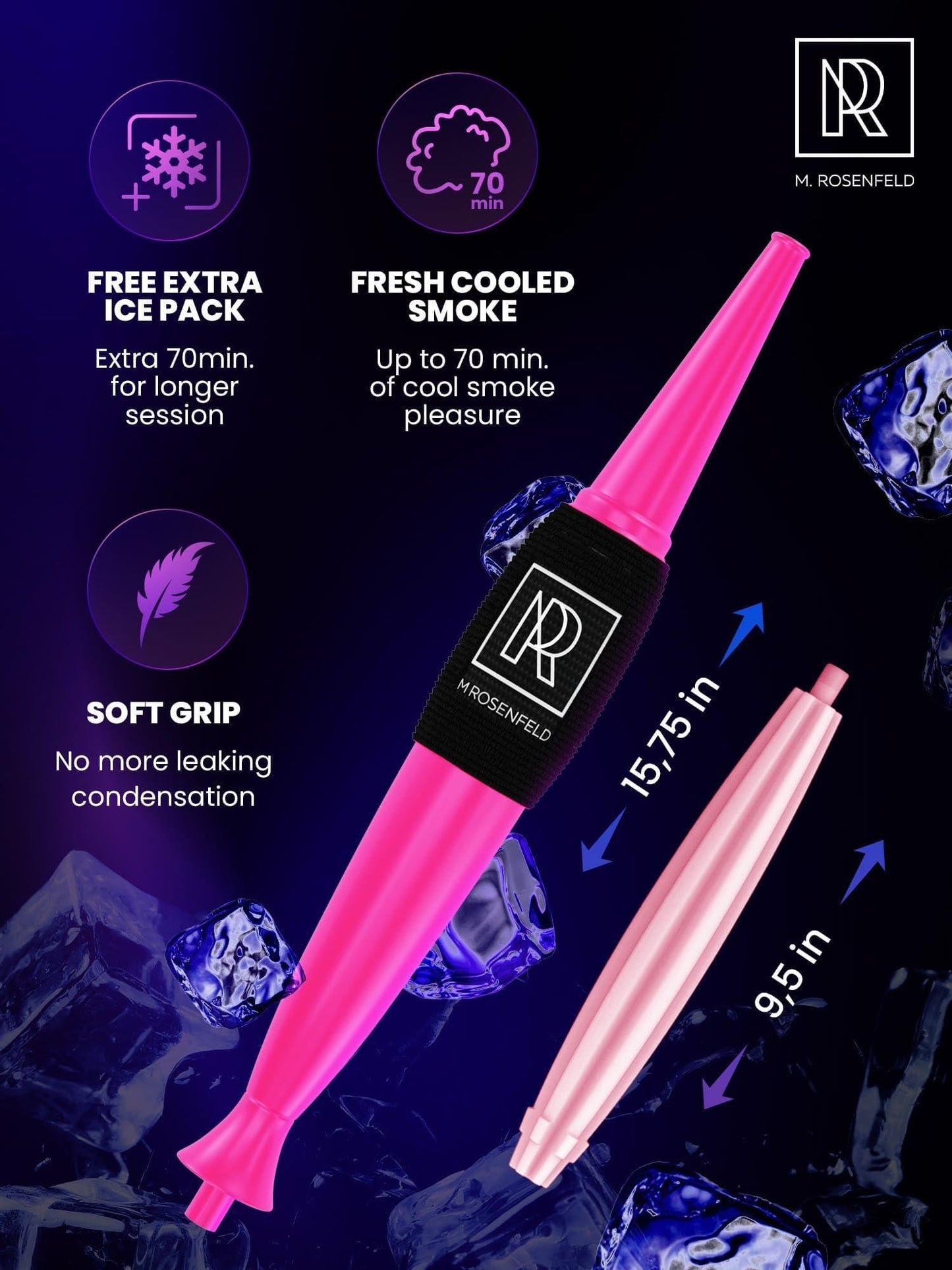 Premium Pink Hookah Ice Hose Tips   Pink ICE Bazooka with 2 Reinforced Cooling