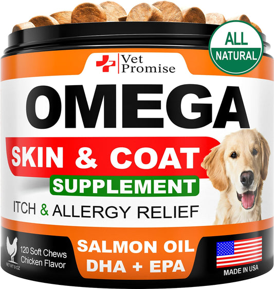 Omega 3 for Dogs   Dog Skin and Coat Supplement   Fish Oil for Dogs Chews