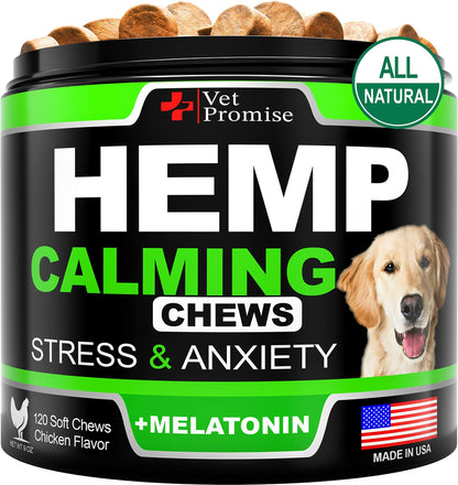 Hemp Calming Chews for Dogs with Anxiety and Stress   Dog Calming Treats   Dog