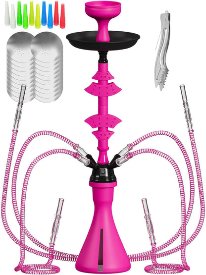 Hookah Set With Everything 4 Hose   Pink Hookah 4 Hose Set – Pink Hookah Set