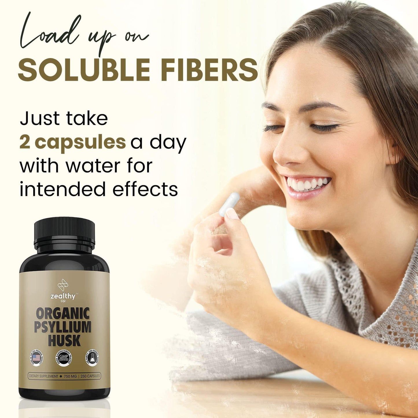 Psyllium Husk Capsules All Natural Fiber Supplement Alternative to Psyllium