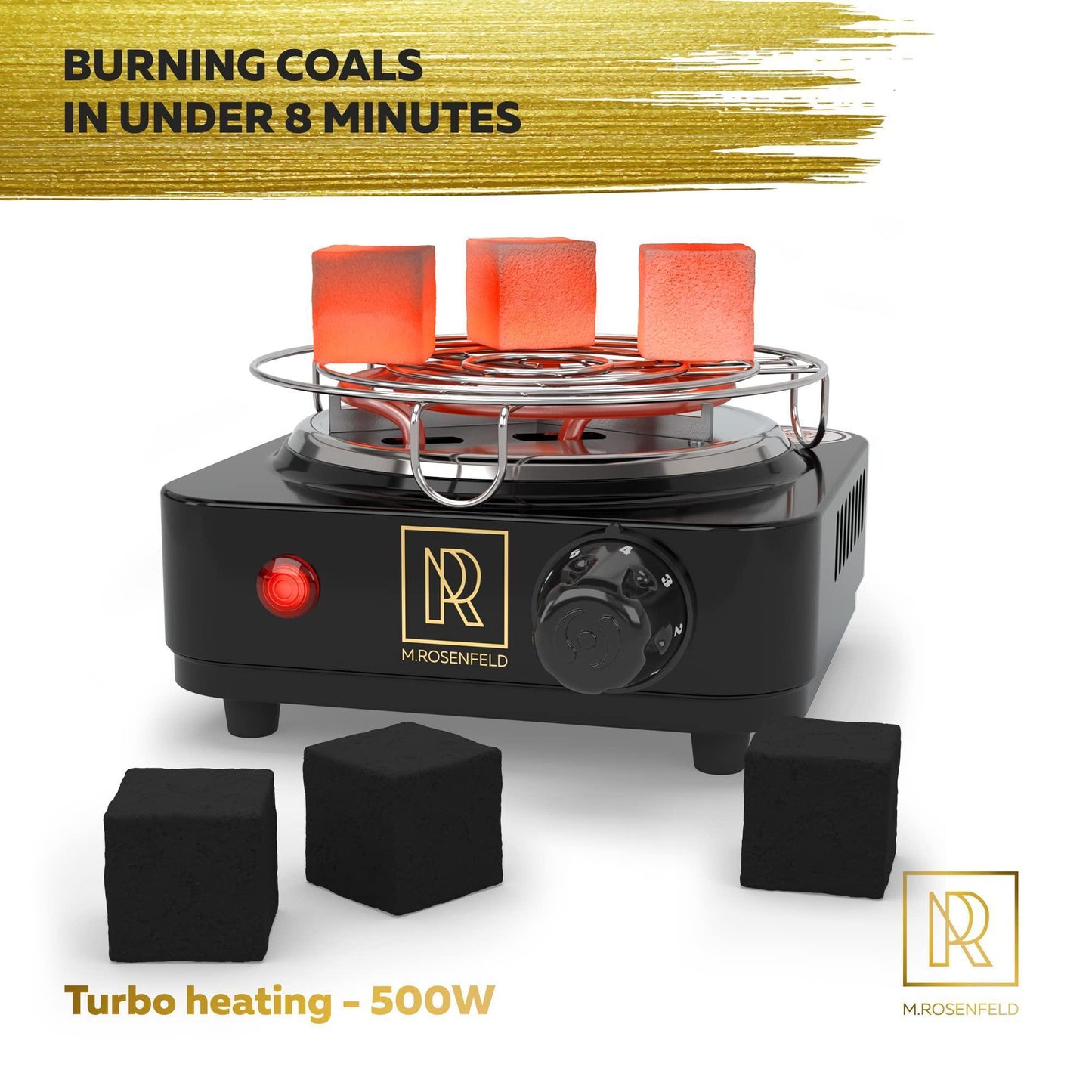 Coal Burner for Hookah Cubes 500W with Grid – Black Heat Hookah Charcoal Burner