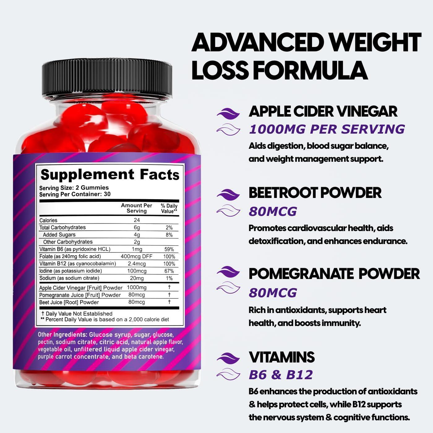 Keto ACV Gummies for Weight Loss Advanced Formula (1000mg Per Serving)